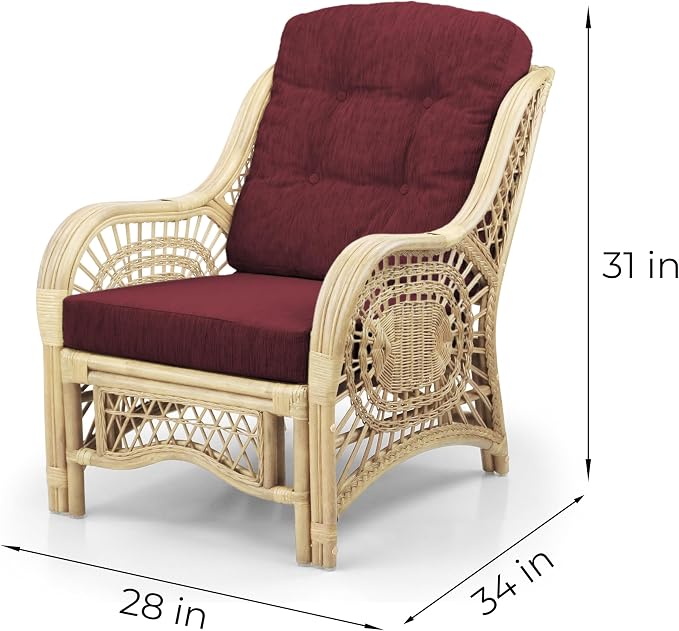 Malibu Lounge Living Accent Armchair Natural Rattan Wicker Handmade Design - Image 2