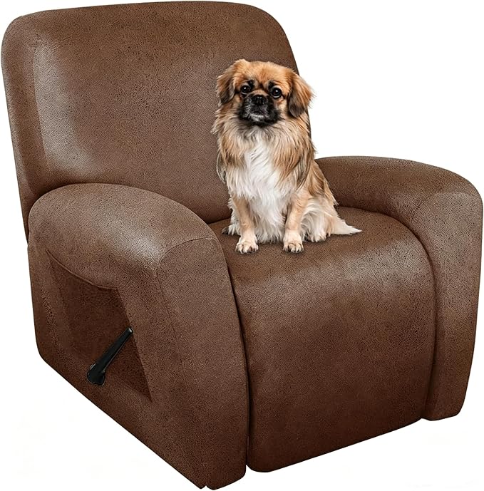 ANARACHON Recliner Chair Covers Leather Like, 4 Pieces Recliner Cover, by ANARACHON