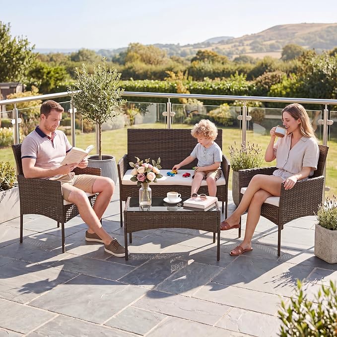 Sweetcrispy 4-Piece Patio Furniture Set, Weather-Resistant PE Rattan Wicker - Image 8