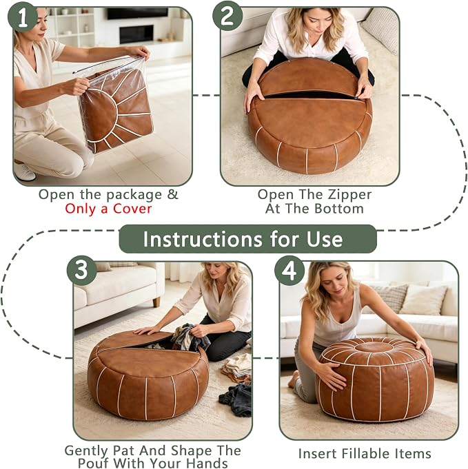 Thgonwid Unstuffed Moroccan Storage Pouf Foot Stool Ottoman Seat, No Filler - Image 7