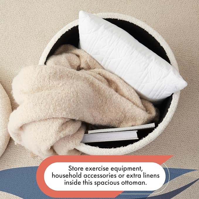 Ornavo Home Round Storage Ottoman - Image 3