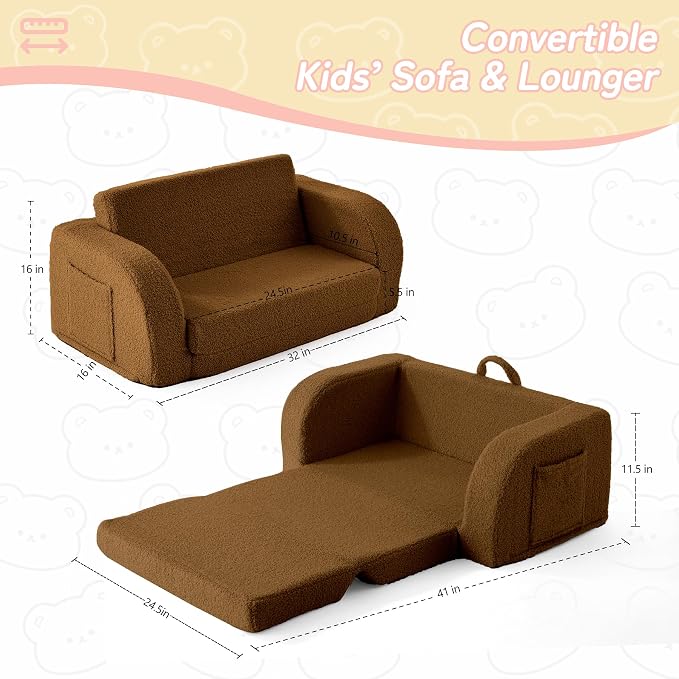 Toddler Couch, 2-in-1 Toddler Chairs Comfy 1-3 Years Old, Toddler Chair - Image 3