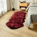 duduta Burgundy Faux Sheepskin Runner Rug 2x6 ft, Fluffy Shag Bedroom Dorm Rug by duduta