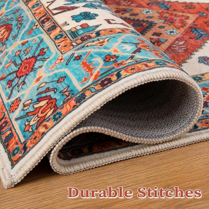 SERISSA Washable Rugs 9x12 Area Rugs, Large Non-Slip Boho Living Room Rug - Image 8
