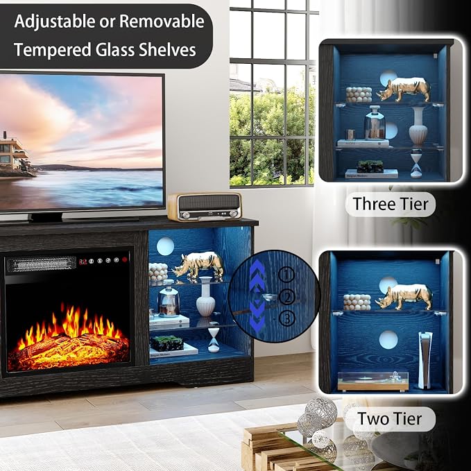 PRETZI Fireplace TV Stand with 18" Fireplace Up to 65" TVs, TV Media Console - Image 4