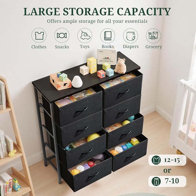 8-Drawer Dresser for Bedroom, Anti-Tip Tall Storage Organizer Chest of Drawers - Image 5