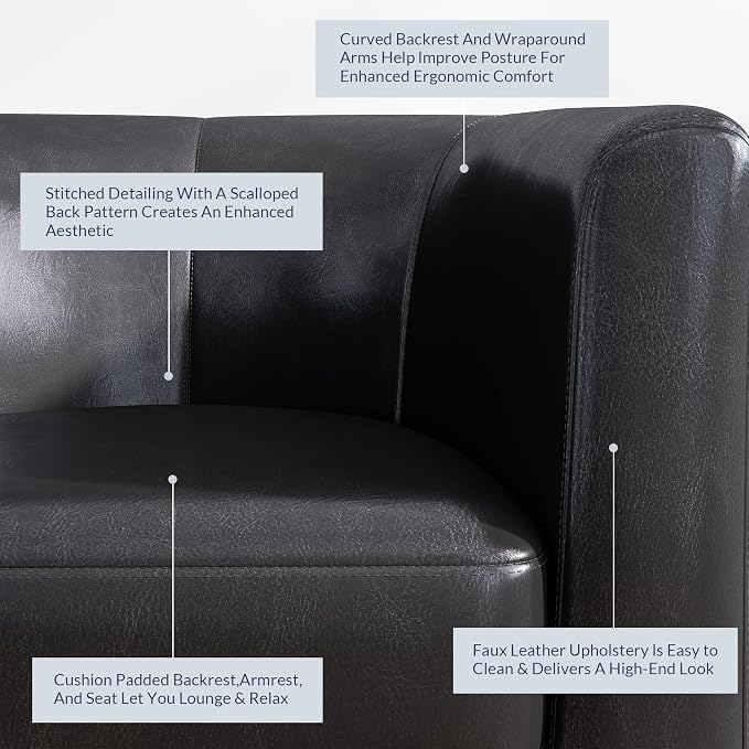 BELLEZE Accent Barrel Chair, Club Tub Sofa Corner Chair - Image 4