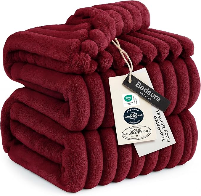 Bedsure GentleSoft Red Blanket for Couch by BEDSURE