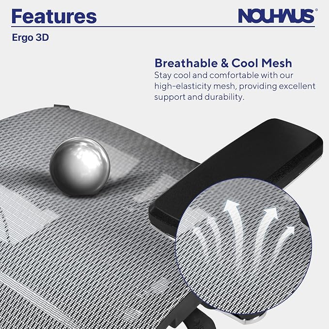 Nouhaus Ergo3D Ergonomic Office Chair Lumbar Support Mesh Office Chair - Image 9