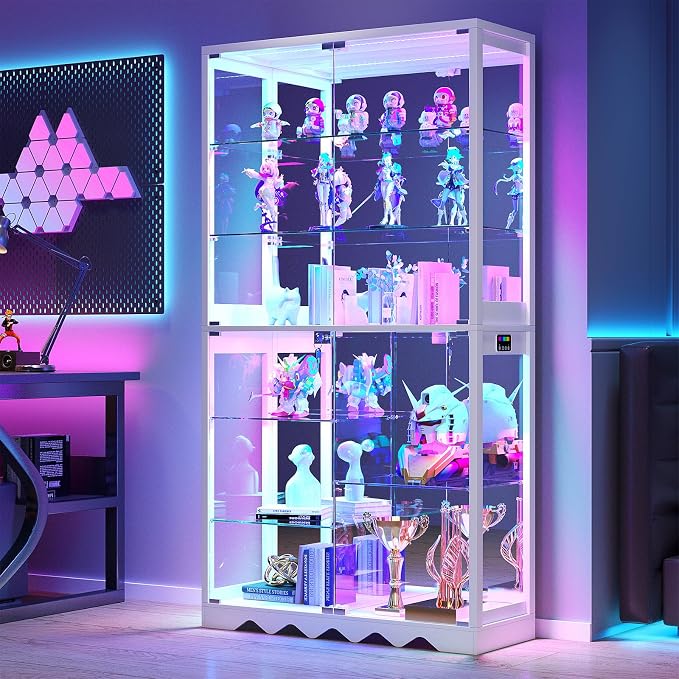 Large Display Cabinet with Glass Doors, 8-Tier RGB Curio Cabinet with Smart - Image 8