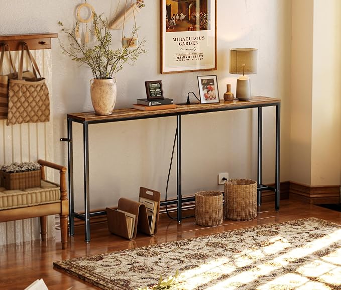 SUPERJARE Console Table with Outlet, 63 Inch Sofa Table with Charging Station - Image 7