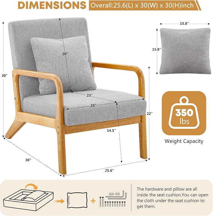 ELUCHANG Mid-Century Modern Accent Chair - Image 2