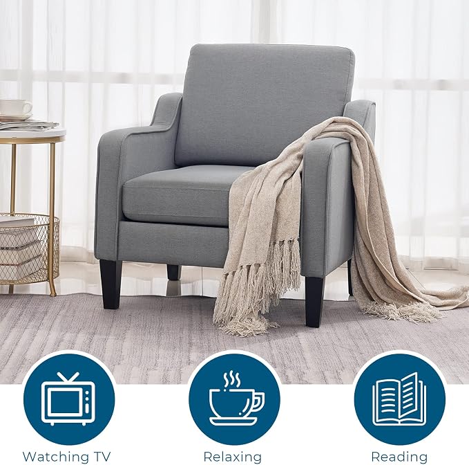 VINGLI Modern Accent Chairs Set of 2, Upholstered Sofa Chair Reading Chair - Image 7
