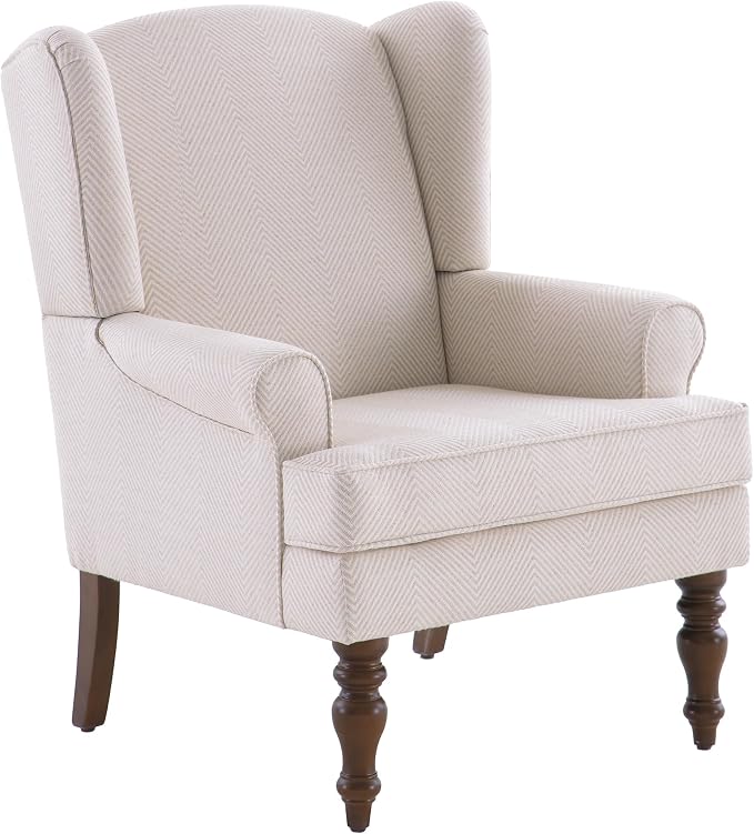 HUIMO Living Room Chair Upholstered High Back Armchair Retro Printed Wingback - Image 5