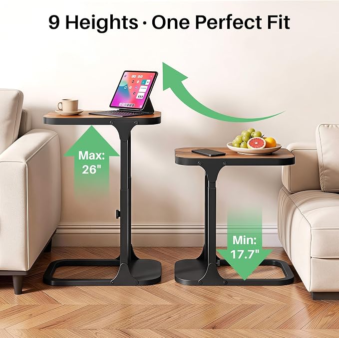 Kitstorack Ultra Stable & Durable End Table, Ajustable Height C Shaped Side - Image 6
