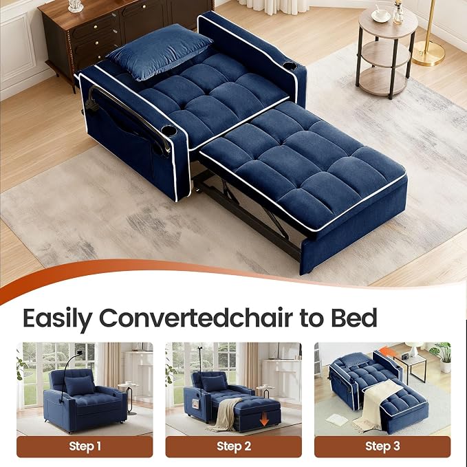 Sleeper Chair, Convertible Pull Out Chair Sleeper - Image 8