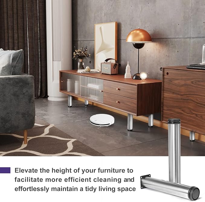 16 Inch Metal Furniture Legs Stainless Steel Adjustable Legs Silver Metal Legs - Image 4