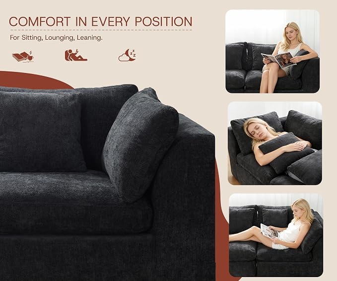 GRUSIGN 79'' Oversized Cloud Sectional Boneles Loveseat - Image 4
