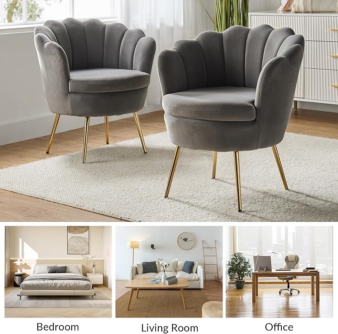 HULALA HOME Modern Velvet Accent Chairs Set of 2 - Image 7