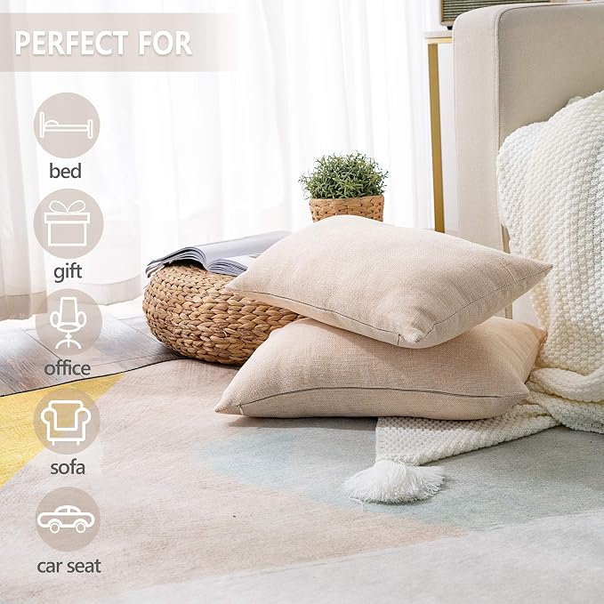 Stellhome Rectangle Linen Throw Pillow Covers Solid Burlap Farmhouse Decorative - Image 4