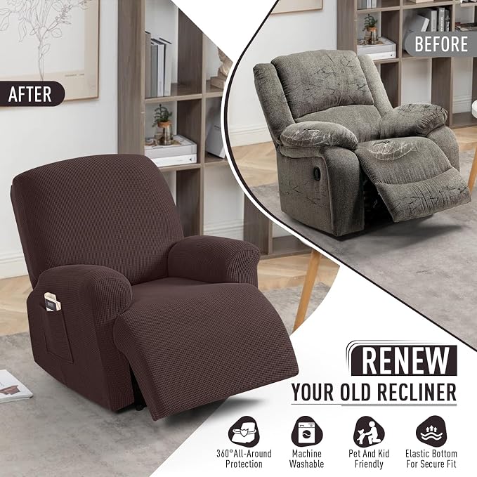TAOCOCO Recliner Cover 4-Pieces, Recliner Stretch Sofa Slipcover, Recliner - Image 4