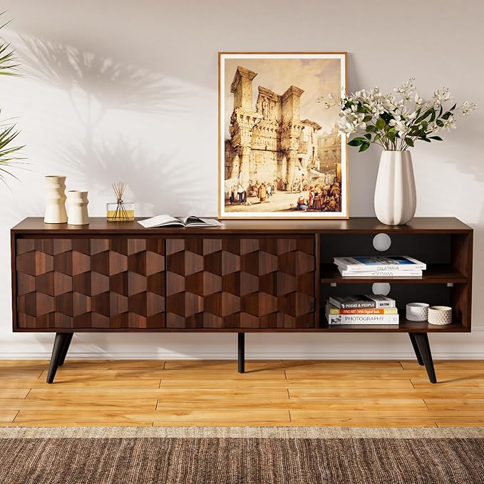 Bme Georgina 65 Inch Solid Wood TV Stand, Under 10 Minutes Assembly - Image 2