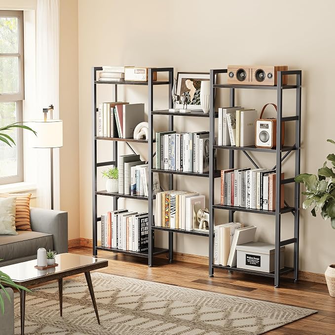 SUPERJARE Triple Bookshelf, Bookcase - Image 2