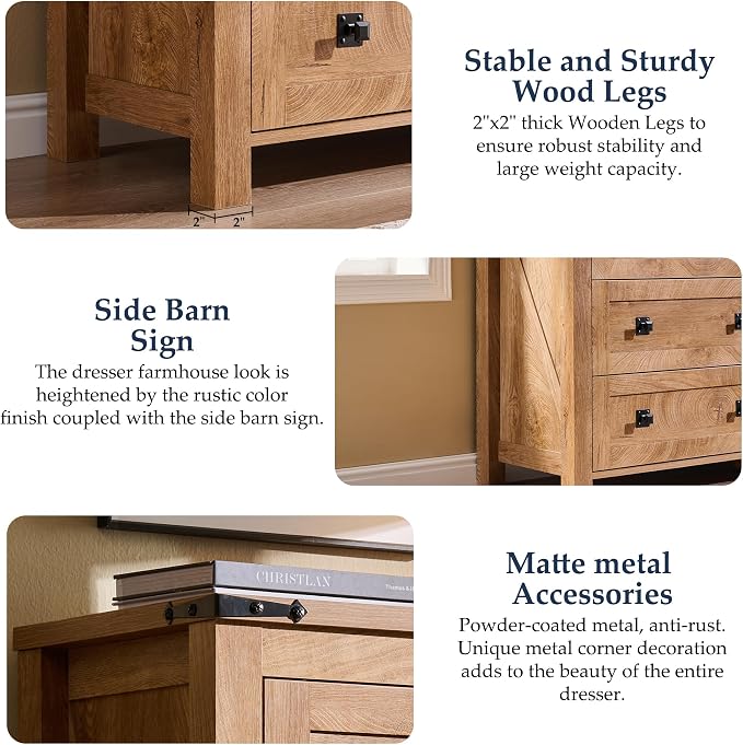 T4TREAM Farmhouse 6 Drawers Dresser - Image 6