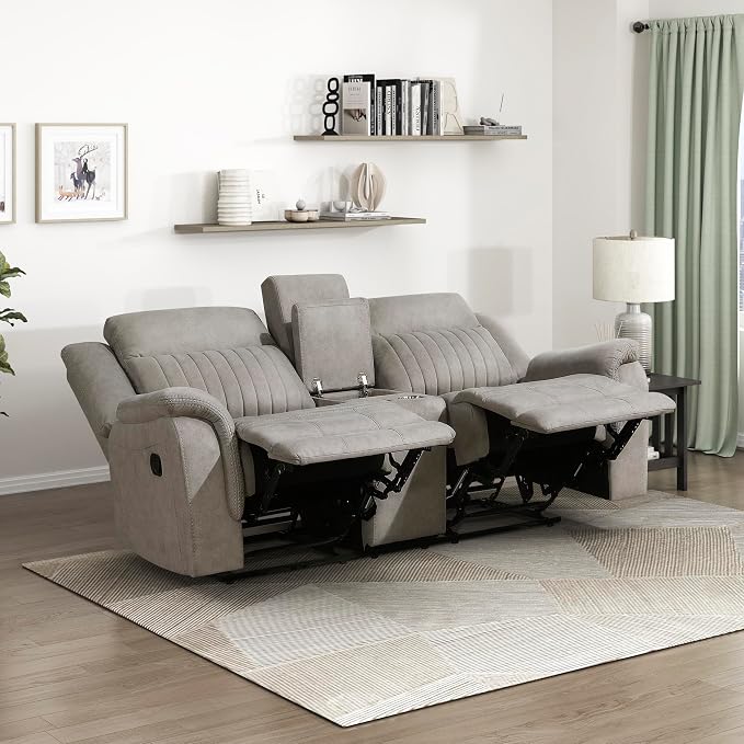 Lexicon Manual Double Reclining Loveseat, Polished Microfiber Manual Wall - Image 8