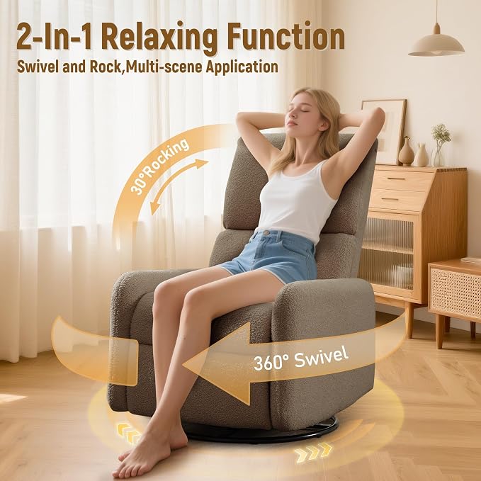 Korser 360° Rocking Chair, Nursery Rocker Chair - Image 3