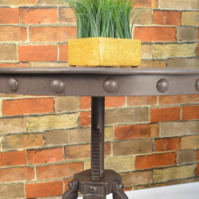 Carolina Chair & Table Adjustable Hand Crank 18" Wooden Top Rustic Side Table - Image 5