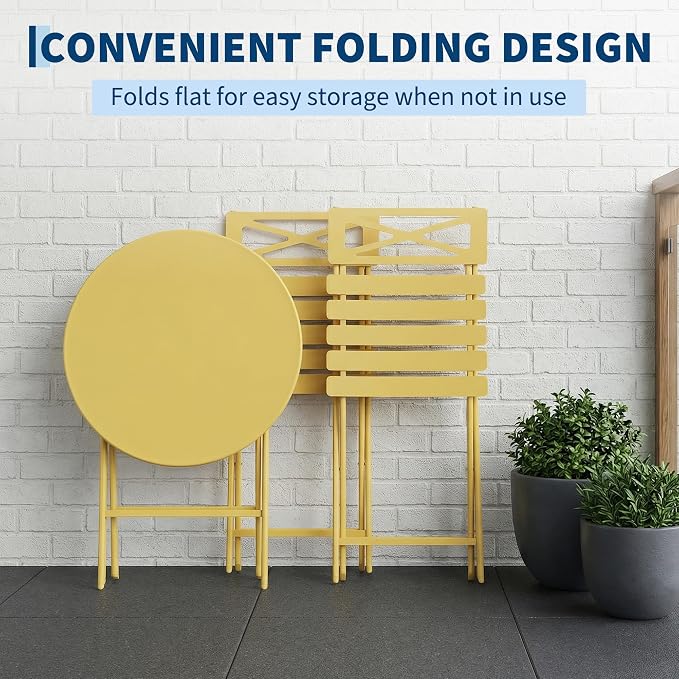 GarveeLife 3 Piece Patio Bistro Set, New Iron Outdoor Furniture Set, Metal - Image 4