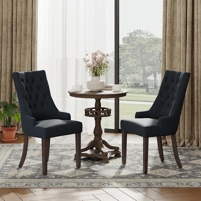 COLAMY Fabric Side Dining Chairs Set of 4, Wingback Upholstered Dining Room - Image 8