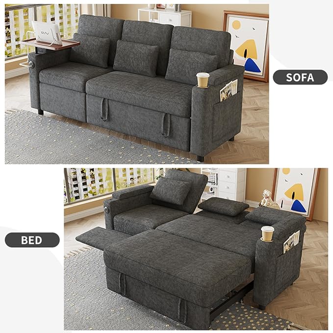 Sectional Sleeper Sofa with Pull Out Couch and Reclining Chair, Modern 3-in-1 - Image 7