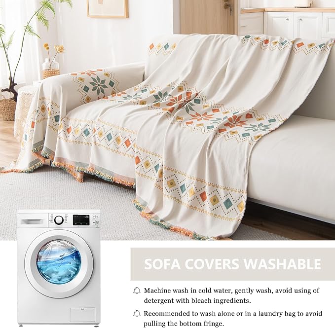 DREAMINGO Couch Cover Boho Washable Sofa Covers - Image 5