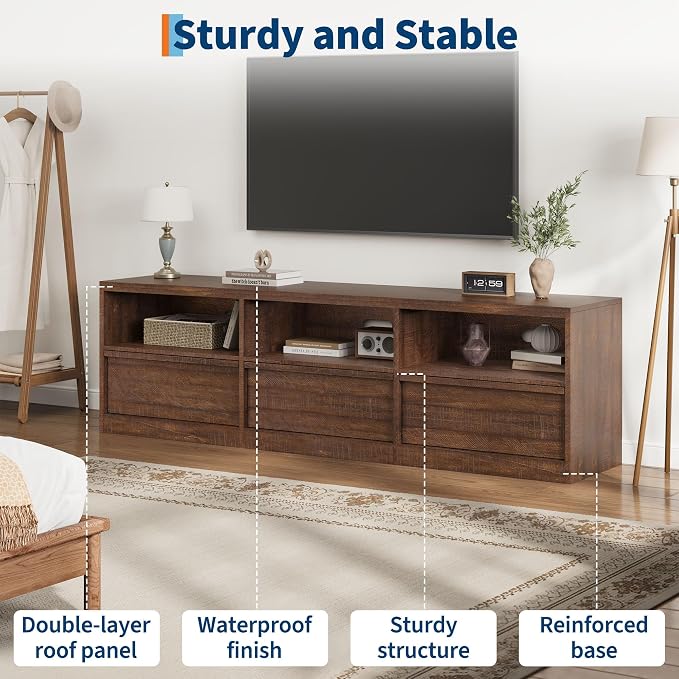 GarveeHome 70 in TV Stand for TVs up to 85 in, Mid Century Modern Entertainment - Image 5