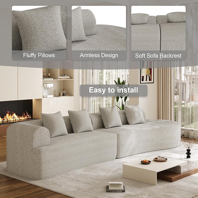 147" Oversized Sectional Sofa for Living Room, Modern Luxury Plush Chenille - Image 8