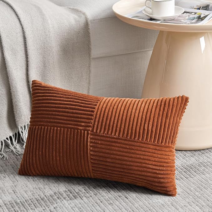 Fancy Homi 2 Packs Rust Long Lumbar Decorative Throw Pillow Covers 16x24 Inch - Image 2