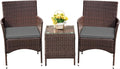 Devoko Patio Porch Furniture Sets 3 Pieces PE Rattan Wicker Chairs by DEVOKO