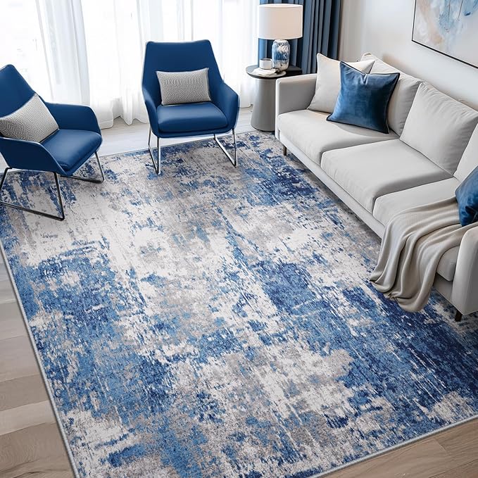 Washable Area Rugs 4'x6' Non-Slip Modern Abstract Soft by RELEANY