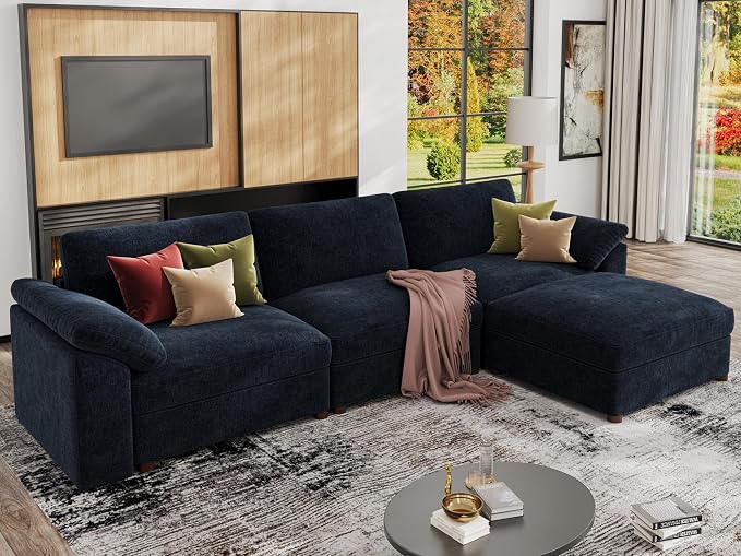 EASE MOOSE Blue Sectional Modular Sofa, FSC Certified Oversized L Shape - Image 4