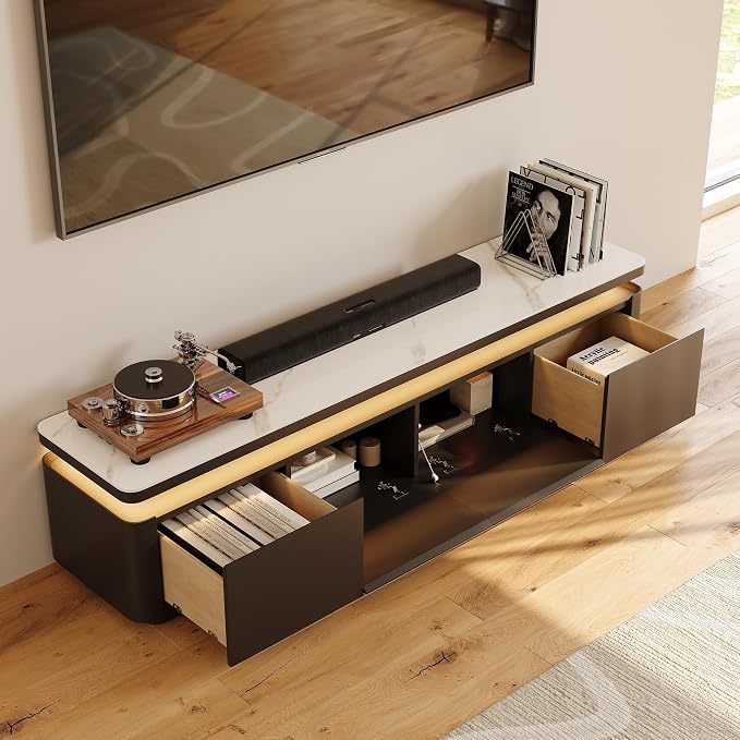 POVISON Fully Assembled 71" Mid-Century Modern TV Stand - Image 2