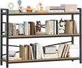 3 Tier Bookcase 47.24" Width, Long Industrial Book Shelf, Vintage Wooden Large by Homeiju