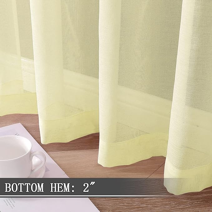 Tollpiz Short Sheer Curtain Linen Textured Bedroom Curtains Sheer Light - Image 4