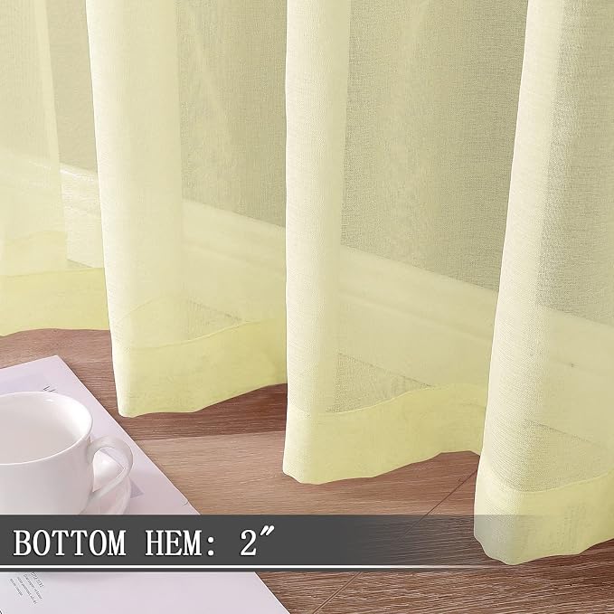 Tollpiz Sheer Curtains Living Room Linen Textured Curtain Sheers Light - Image 4