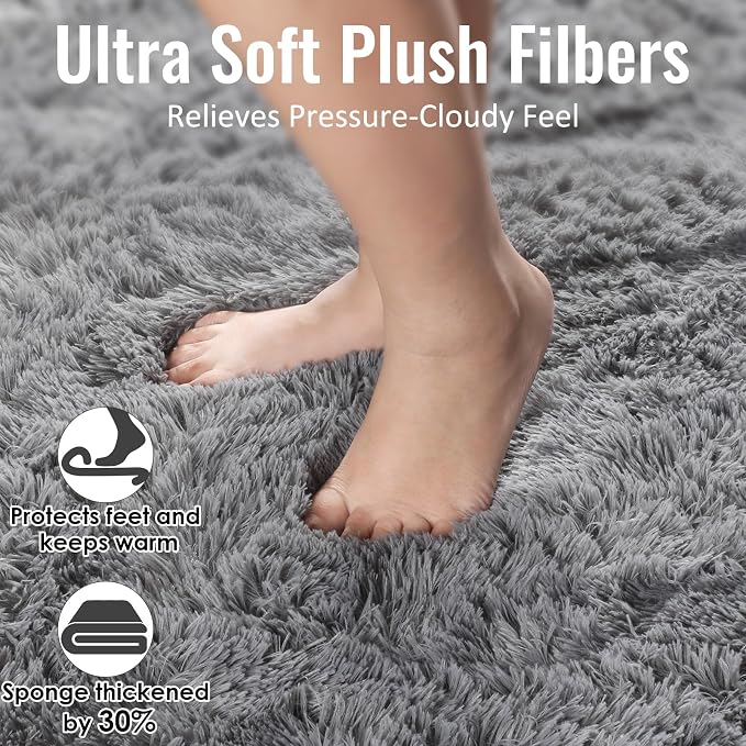 PAGISOFE Plush Area Rugs for Living Room 6x9 Ft, Ultra Soft Shaggy Grey Rugs - Image 5
