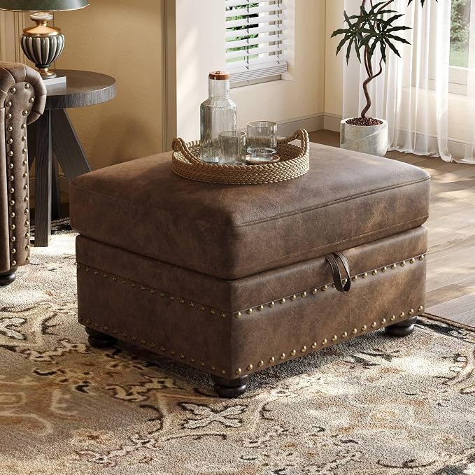 ONBRILL Faux Leather Ottoman by ONBRILL
