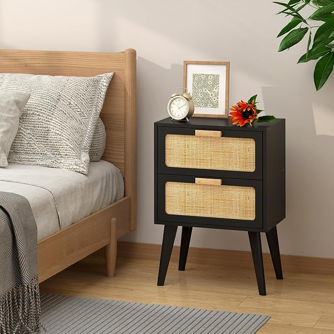 YAUKOMEL Black Nightstand, Wood End Table, Side Table - Image 6