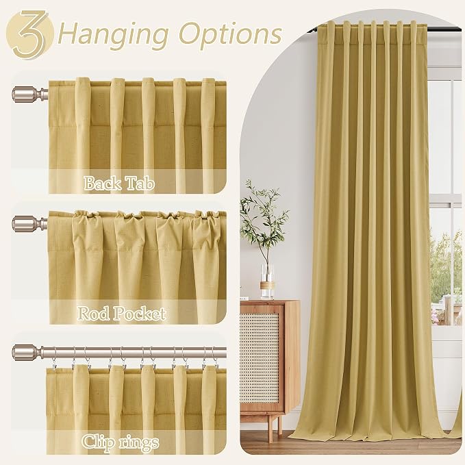 Guken 100% Blackout Curtains 63 Inch Length 2 Panels Set - Image 7
