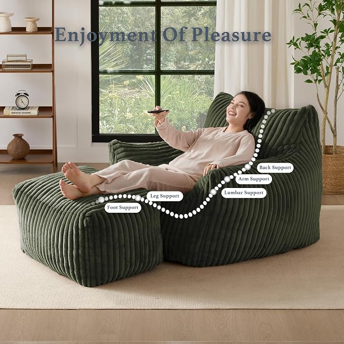 Gericco Oversized Bean Bag Chaise Lounge Chair Indoor - Image 5